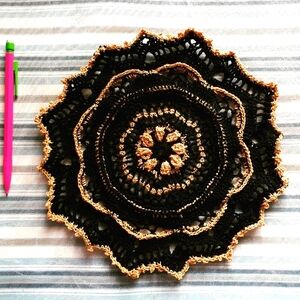 Black and Gold Doily - Handmade